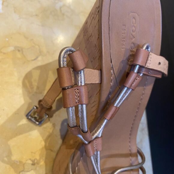Coach platform Giorgiano Sandal with cork heel - size 10B - Picture 7 of 11